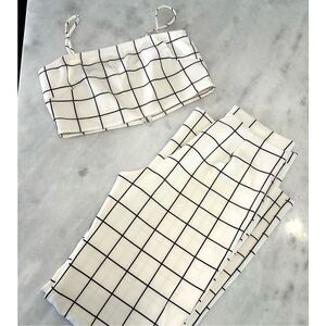 NWT Fashion Nova Spaghetti Strap Sleeveless Top White Black Pant Set